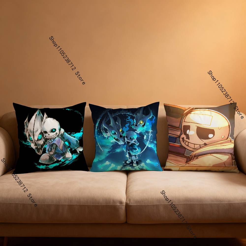 Spel U-Undertale S-Sans Kuddfodral söt tecknad anime-tillbehör Sovrum Soffa Dekorativt Kuddfodral Mjukt Kuddfodral