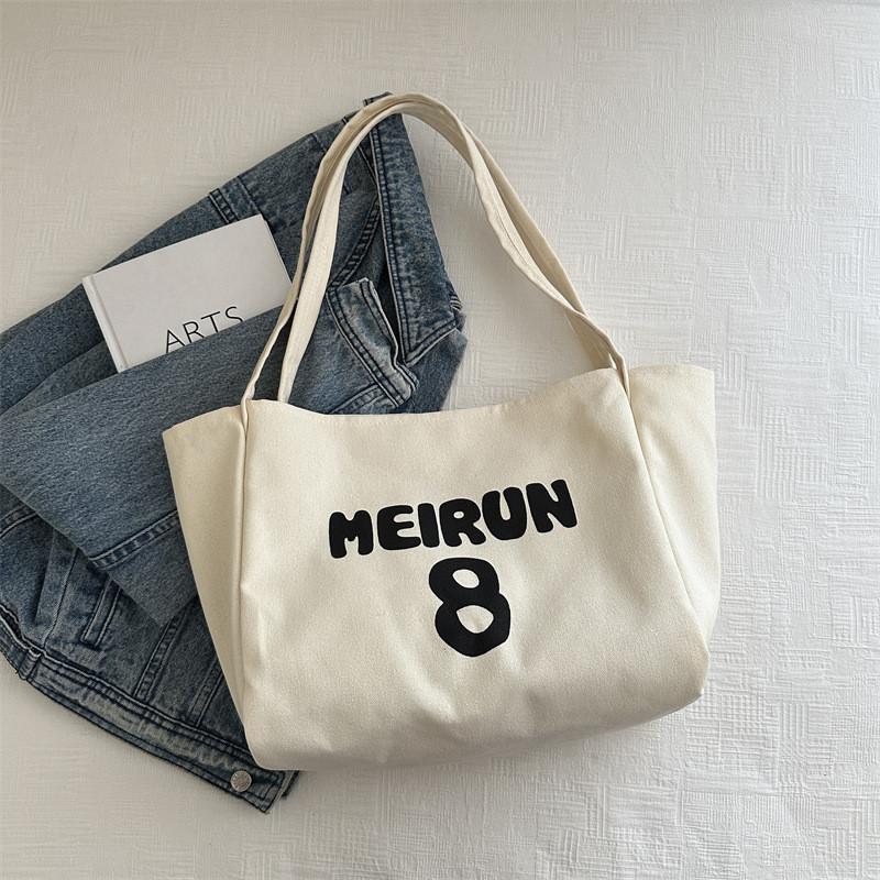 

Stylish Canvas Tote Bag With Thick Straps For Casual Commuting And Students белый