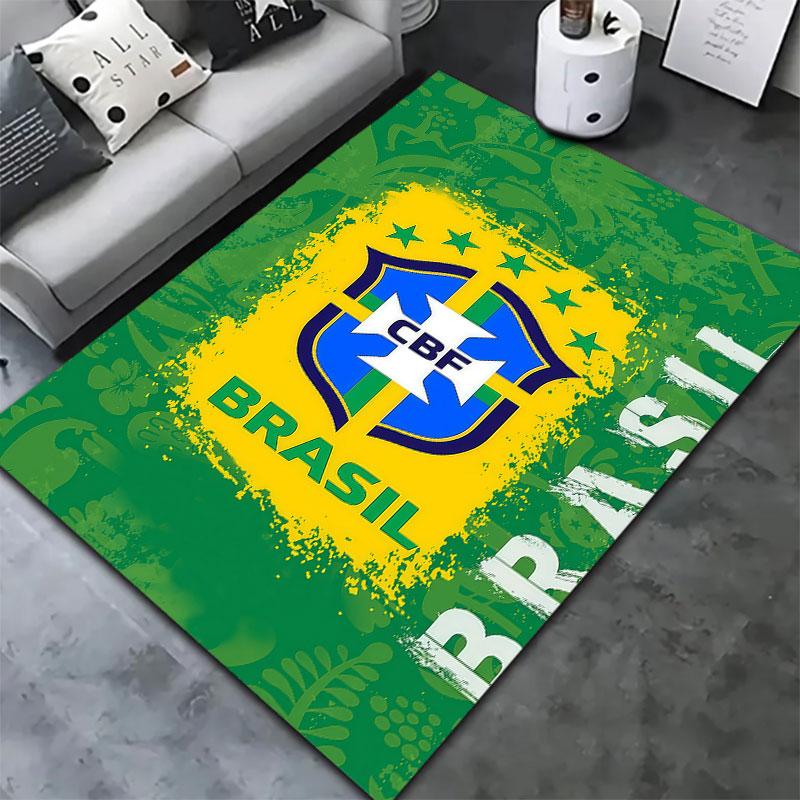 Brazil National Football Team Carpet Rug for Living Room Bedroom Home Sofa Decoration,Kids play Non-slip Floor Mat