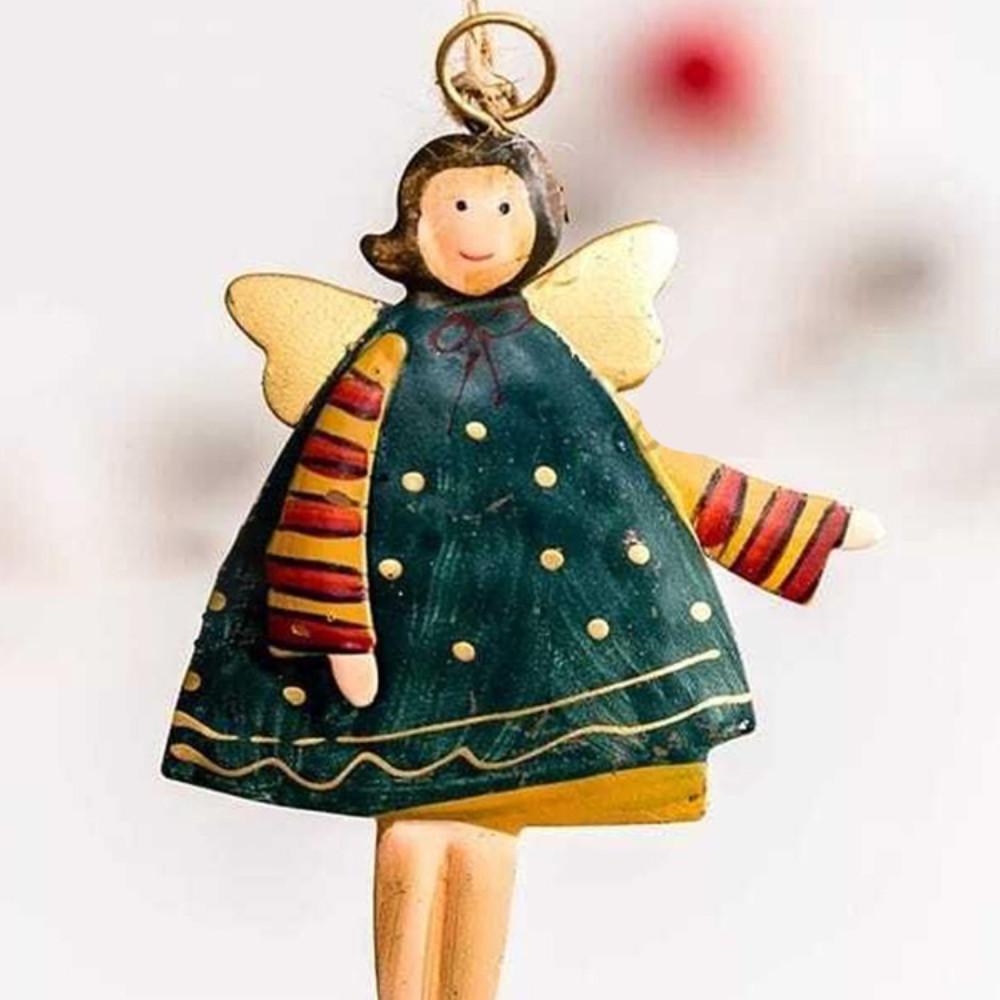 16/20PCs Christmas Tree Ornaments Creative Wooden Dancing Angels Christmas Atmosphere Home Decoration Props