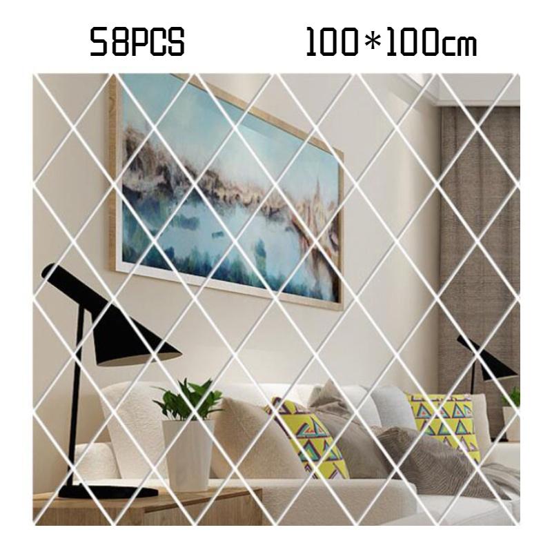 Factory Wholesale Cross-border Diamond Combination Living Room Tv Sofa Background Wall Acrylic Mirror Decorative Wall Sticker
