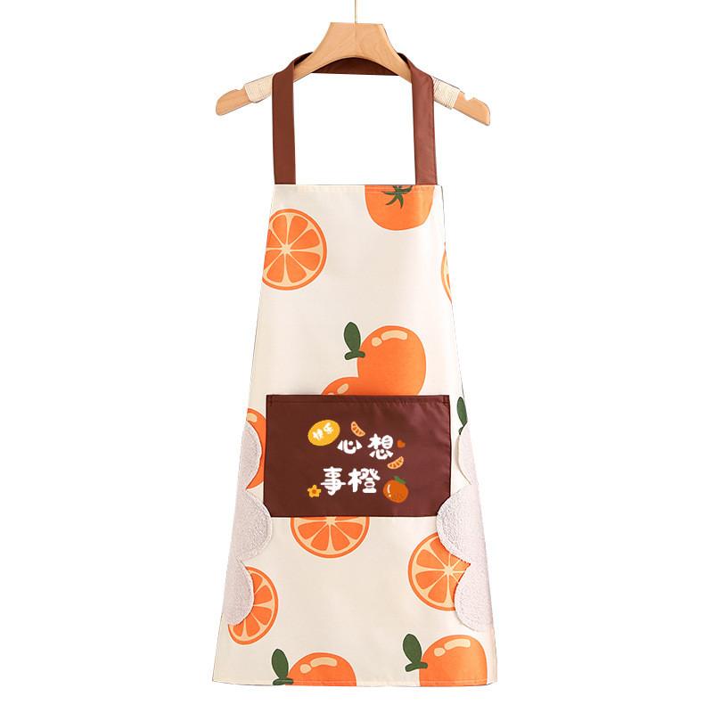 Creative Oil Resistant Apron For Baking Waterproof Cotton Linen Apron With Pockets For Family