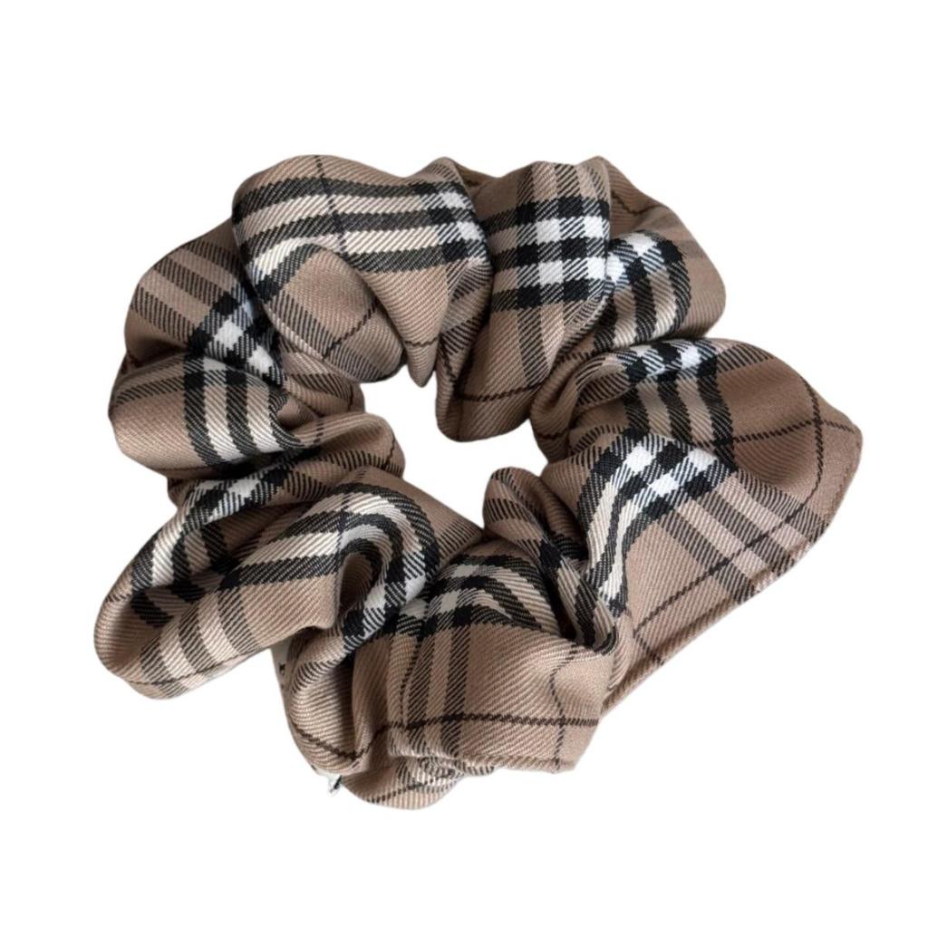 Korean Retro Plaid Scrunchie Hair Tie Headband for Women