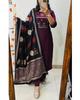 Indian Designer Cotton Kurta Pant Dupatta Set Women Bollywood Party Wear Top Tunic Kurti