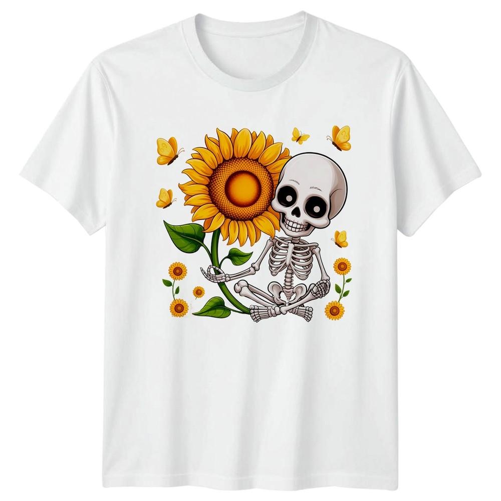 Skeleton Sunflower TShirt Halloween Gift For Him And Her Cute Spooky Tee S