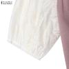 ZANZEA Women Fashion Embroidery Patchwork Casual Round Neck Short Sleeve Dress