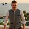 Men Oktoberfest Waistcoat Vest, Traditional Costume Waistcoat, Stand-Up Collar Button-up Vintage European Style Formal Vest Gilet, Retro