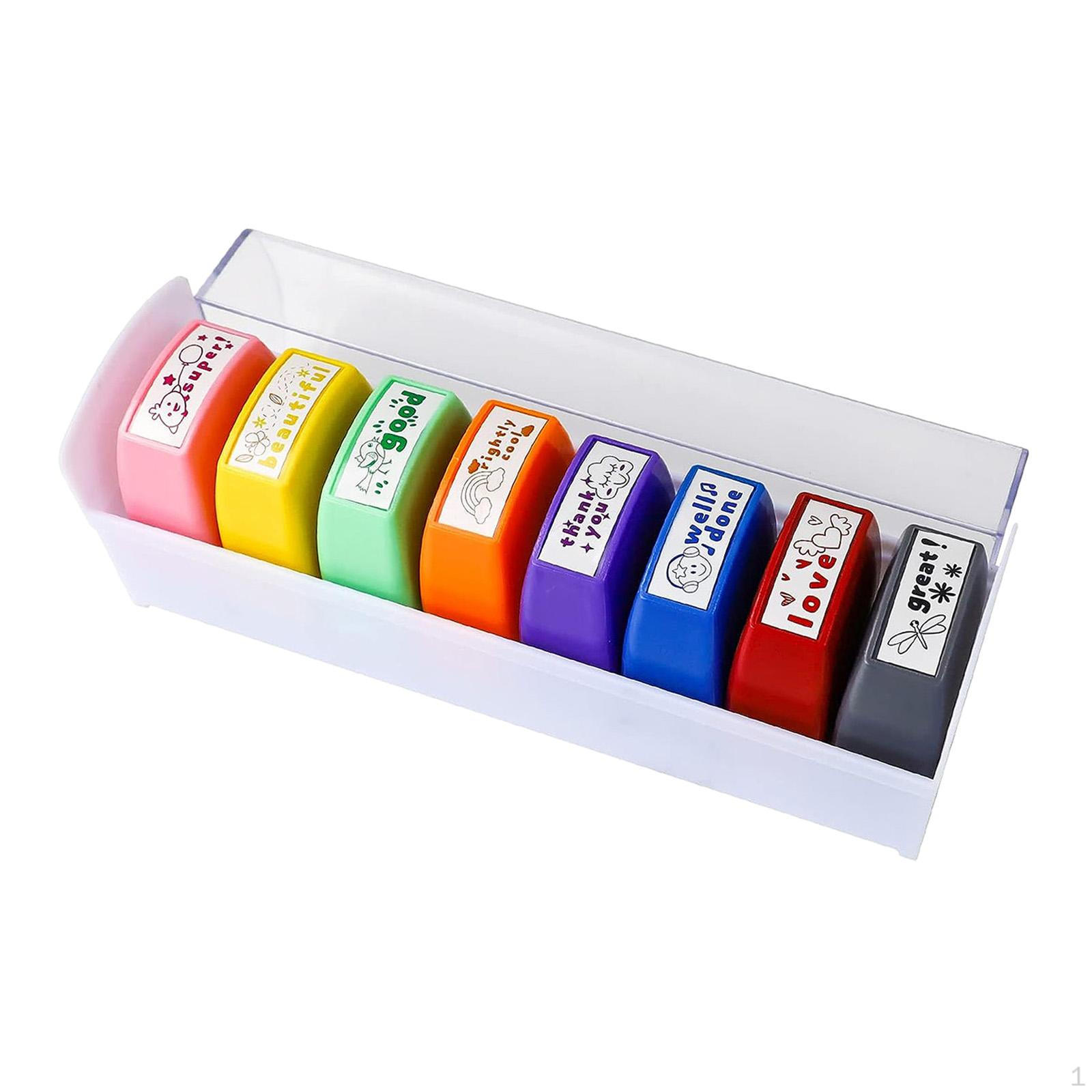

8x Teacher Stamps Set Gifts for Men Women, Colorful Classroom Supplies