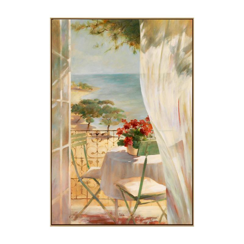 

Скандинавский тропический пейзаж, настенный постер, морской балкон, холст с принтом, современное настенное искусство, эстетика комнаты, домашний декор, интерьерная живопись 70X120cm No Frame