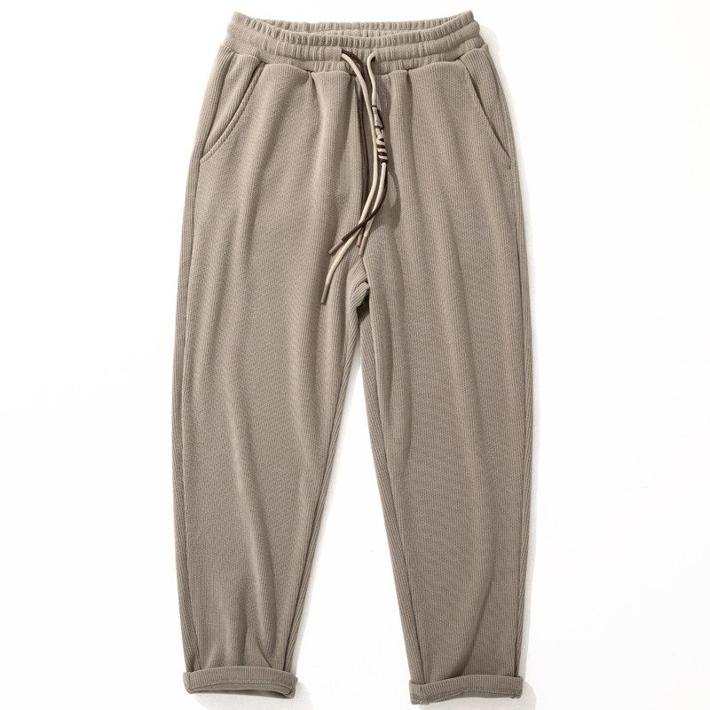 Pants Men s Fall and Winter Thick Corduroy Anti-Wrinkle Casual Pants Retro Corduroy Elastic Waist Loose Track Pants Oats 3XL