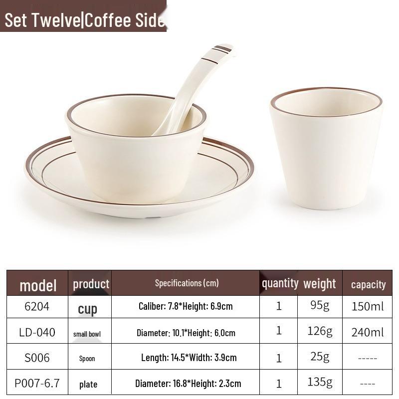 Melamine Four-Piece Table Set: Imitation Porcelain Plastic Bowls & Plates for Restaurants and Hotels