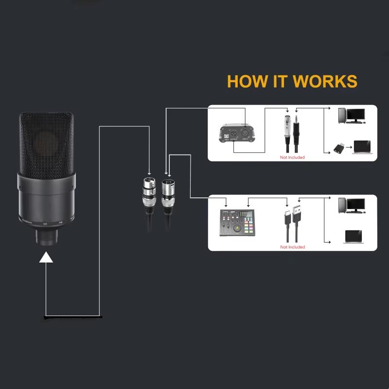 TM103 26/34mm Mic Core Condenser Microphone with Shockproof Holder Full Metal Design Cardioid Mic For Professional Recording