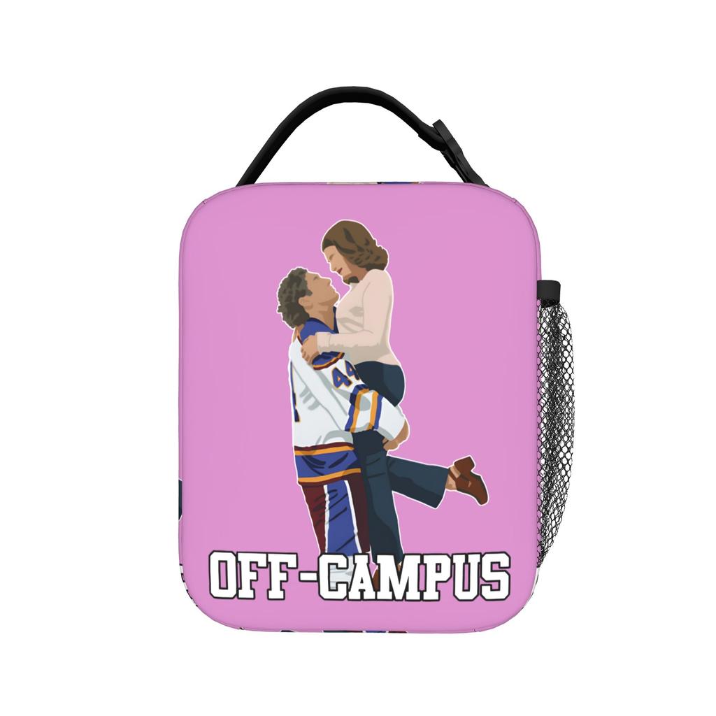 OFF Campus The Girl From Building Seven Lunch Bag Travel Portable Thermal Tote Handbags For Women Oxford Print Cooler Bag