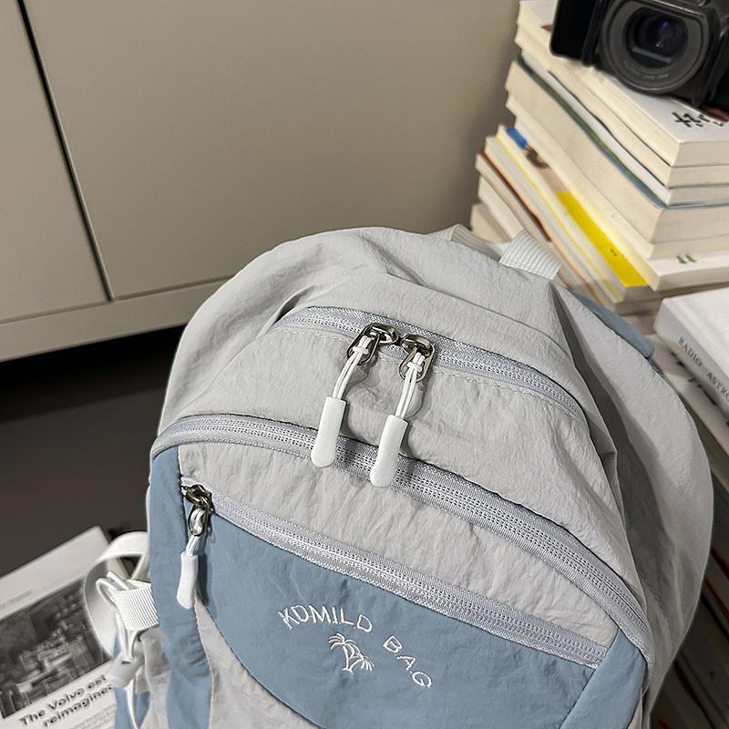 Contrast Color Stitching Backpack Unisex Lightweight Travel Backpack Student Schoolbag