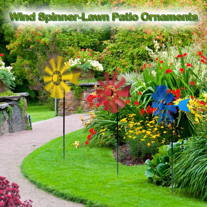 28in Wind  Decorative Lawn Ornament Wind Mill Wind Sculpture Metal Windmill for Lawn Yard Outdoor Patio Decoration