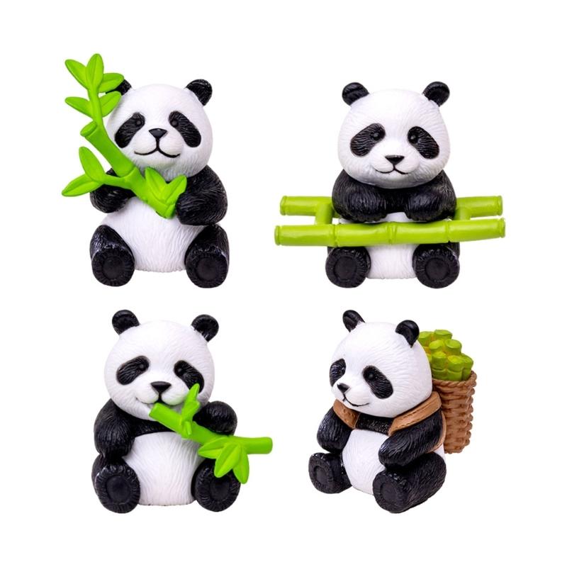 8 st Panda Tårttoppar Miniatyr Djurfigurer för Festdekorationer och DIY Trädgård Krukväxt Hantverk Ornament