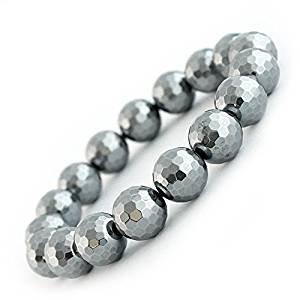 Bransoletka/Bangle z Minerału Terahertzowego 12mm z Kamieniem Naturalnym (Cięcie lustrzane/LL)