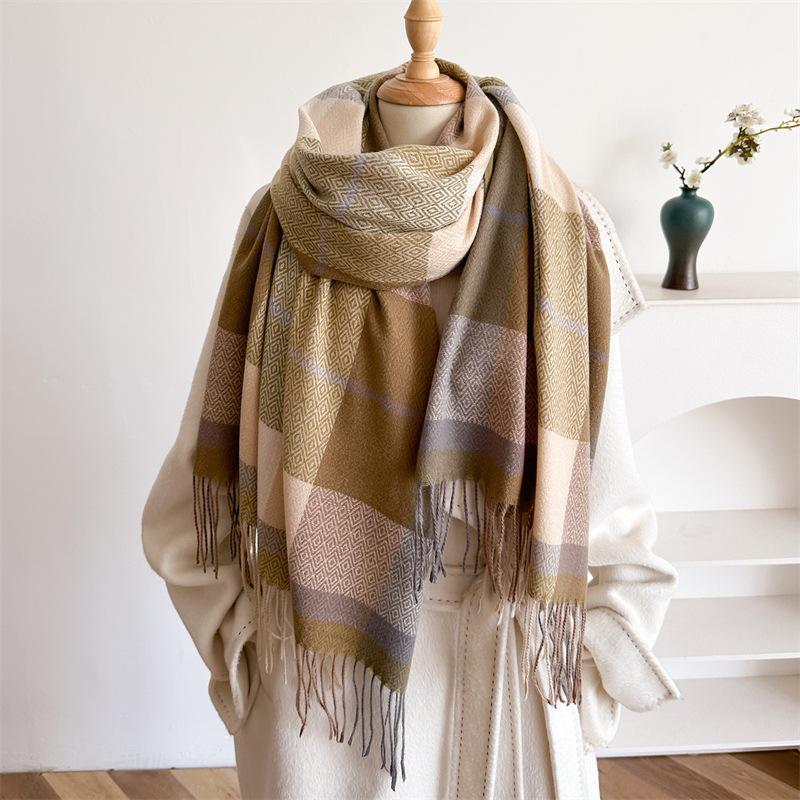 British Classic Australian Scarf - Vintage Striped Winter Warmth Windproof  Scarf for Men and Women,Tassel Edges, Soft Texture