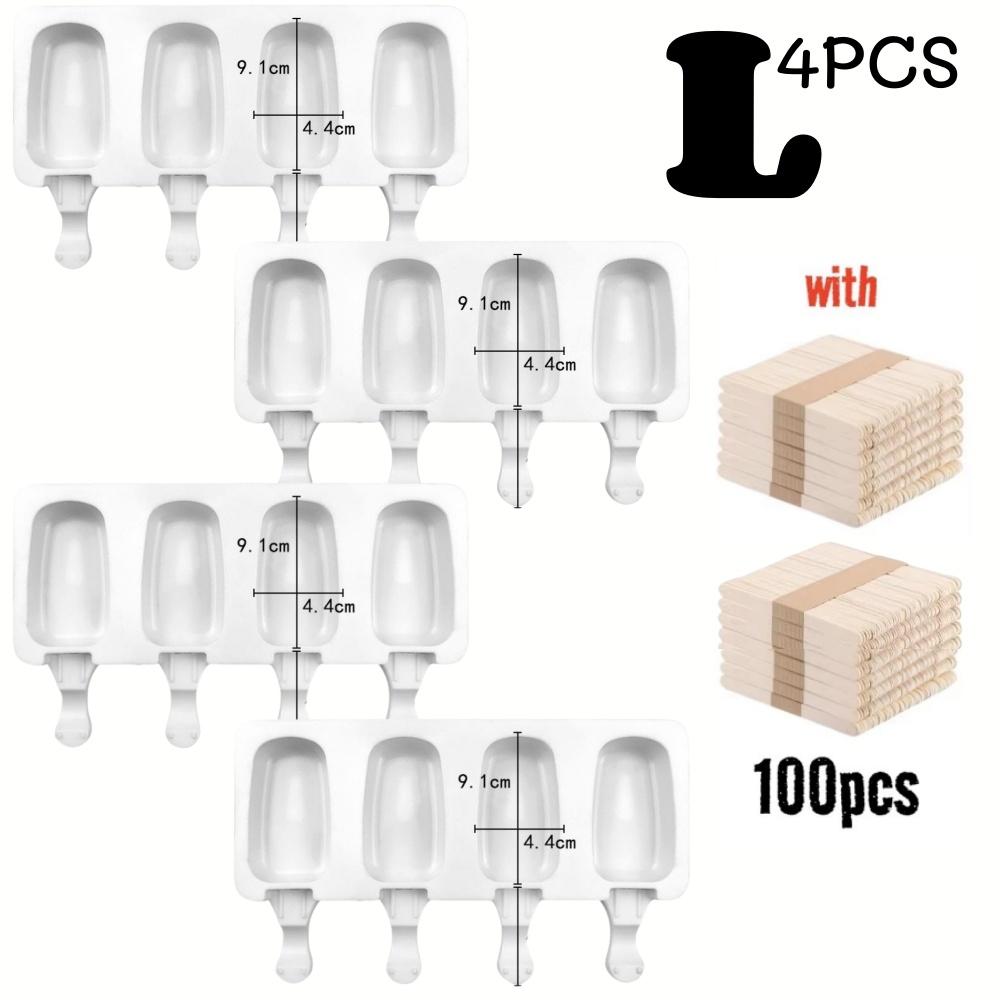 1/4pcs DIY Popsicle Molds Silicone Ice Cream Mold Oval Chocolate Ice Pop Maker Tray for Handmade Frozen Treats Kitchen Gadgets