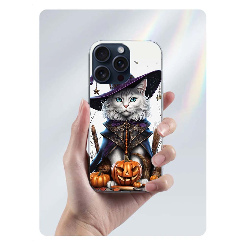 Halloween Magic Cat Clear Phone Case For Iphone 17 Air 16 Pro Max 15 Pro 14 Plus 17E 16E 11 13 12 Mini Cover Cases Fundas Cell T