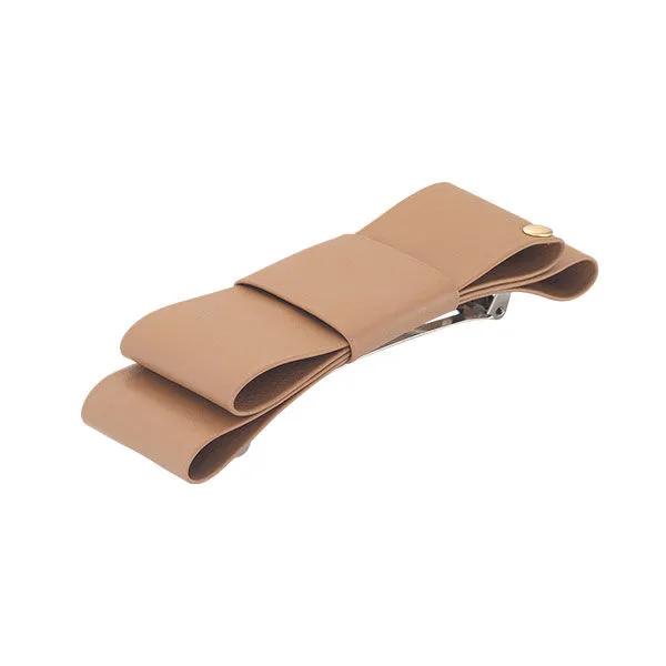 J.RIBBON Square Ribbon Leather Hairpin - Sandy Camel (JAI1HP5BV829PUCB0)