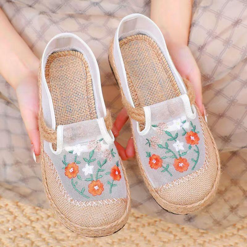 Customized old Beijing cloth shoes summer women's trend comfortable versatile soft sole non-slip mesh one pedal lazy fisherman shoes