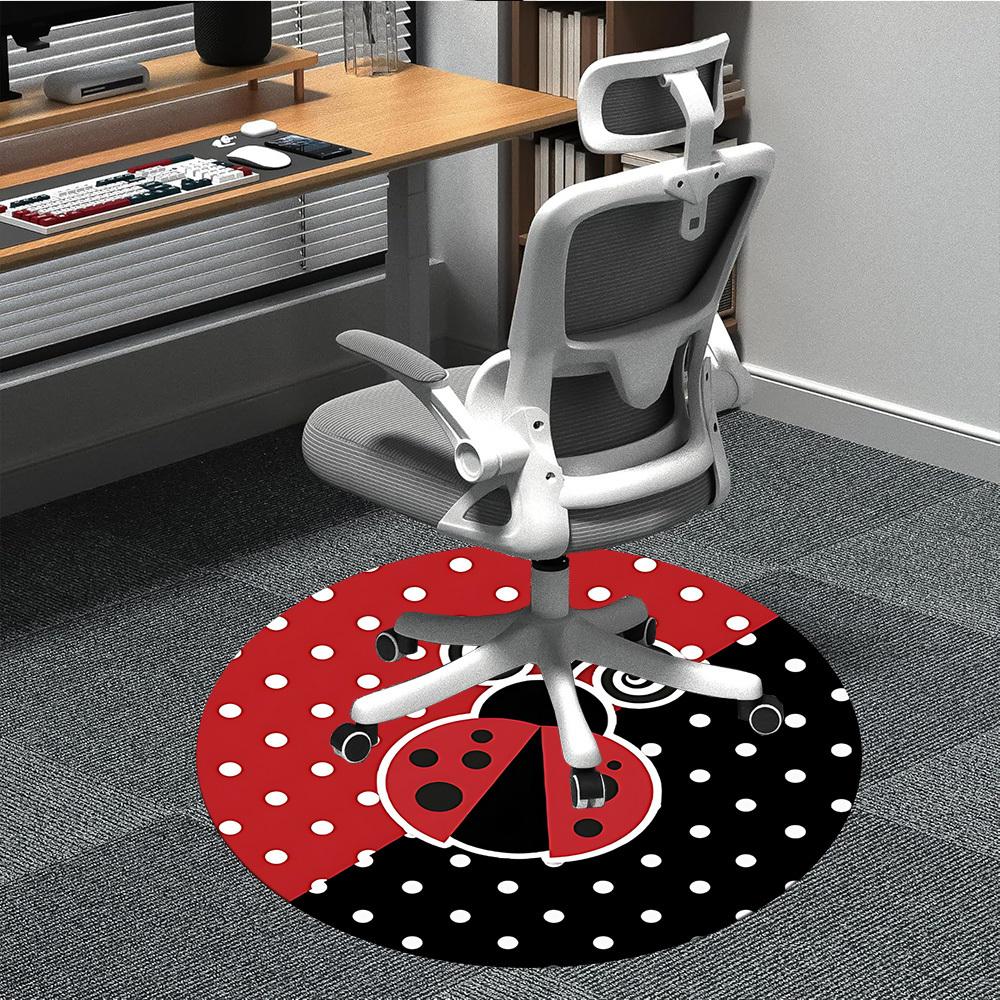 1pc Ladybug PolkaDot Office Round Area Rug, Under Office Chairs Bedroom Living Room Home Decor, Room Deco