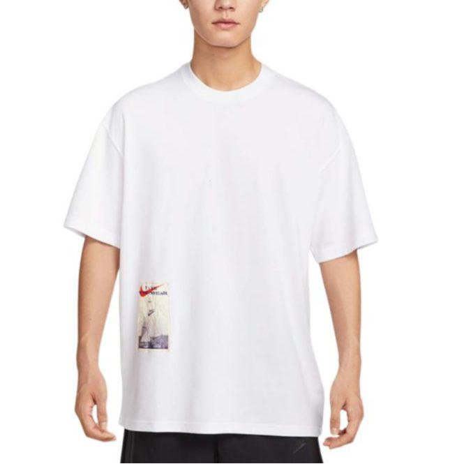 Nike T Shirts Men's White Crew Neck Moderate HQ9253-100