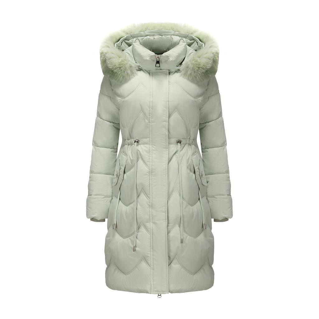 Padded clothes women's winter new padded clothes large fur collar medium length thickened waist padded jacket