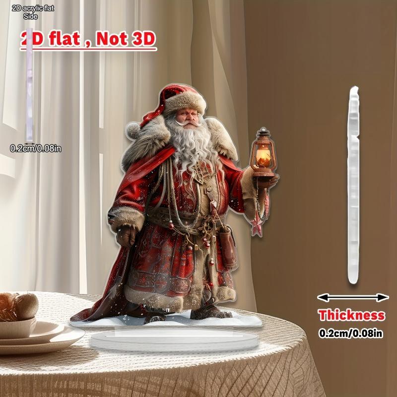 2D Flat Santa Claus Acrylic Desktop Decoration, Christmas, Suitable for wall decoration, porch, room, villa, accents Home, Hallway, or Workplace - Rus 20*17cm