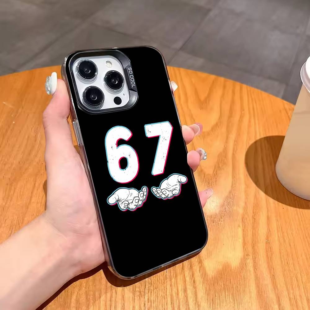 

1PC 67 Six Seven Phone Case For iPhone17,16,15,14,13,12,11,Pro,MAX Gray Matte Silicone Black Cover iPhone13PRO