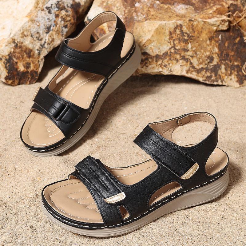 New Summer Women's Plus Size Platform Casual Sandals One-Strap Velcro Slip-On Shoes