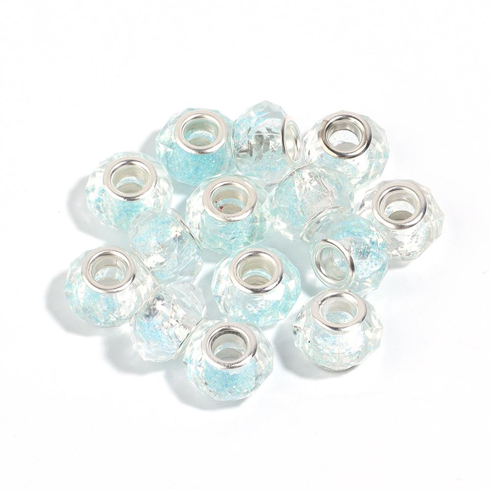 10Pcs/lot Transparent Color Faceted Resin Beads Large Hole Loose Beads for Jewelry Making DIY Bracelet Decoration Charm Supplies
