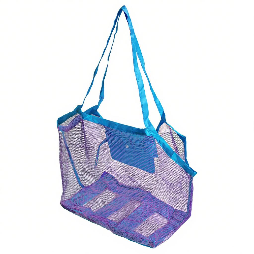 Large-Capacity Mesh Beach Bag Travel Organizer Mesh Toy Storage Bag Foldable Swim Bag