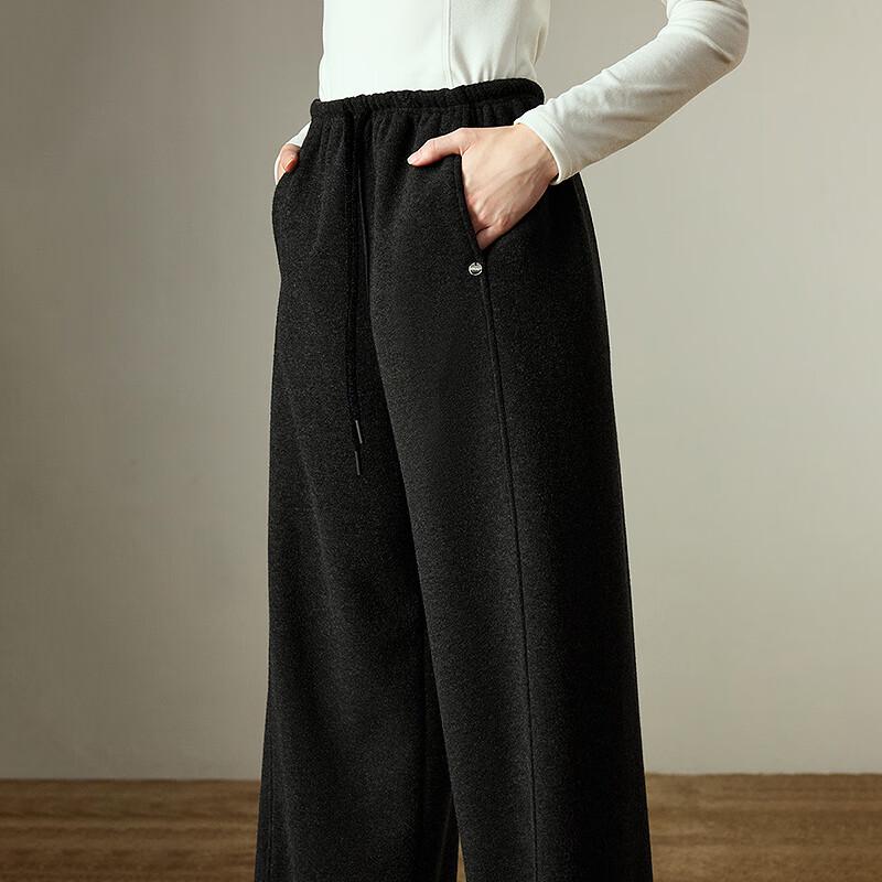 Chuyu Women's Winter Commuter Fleece-Lined Wide-Leg Casual Pants