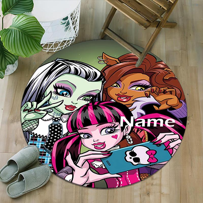 Customizable Monster High Draculaura2 Round Non-Slip Carpet - Ideal for Garden, Picnic, Office, Perfect for Decoration, Suitable For All Seasons