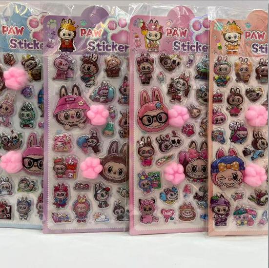 Sanrio 3D Cat Paw Decompression Stickers - Embossed Cartoon Decals for Kids Planners