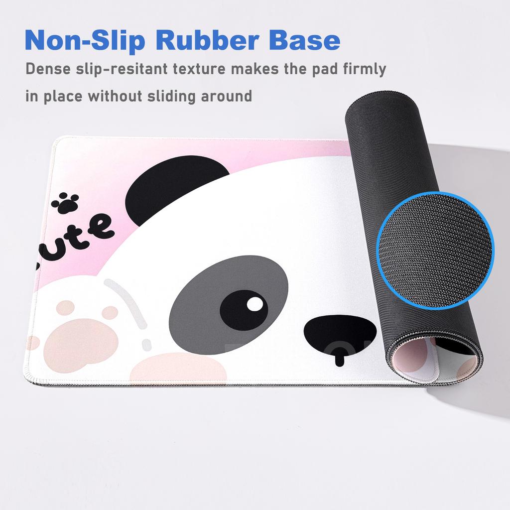 Tappetino per Mouse Panda Kawaii XXL Grande per Computer Ufficio Tavolo da Gioco 40x90cm Tappetino Tappeto di Gomma Bordo Cucito Antiscivolo Tappetini per Tastiera da Scrivania