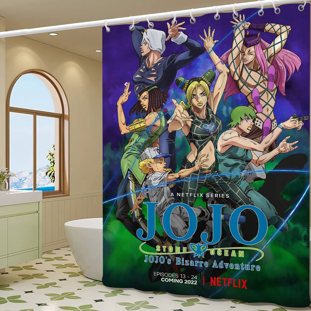 Classic Anime JoJo's Bizarre Simple Bathroom Shower Curtain Shielding Partition Shower Quick Dry Can Be Scrubable Light Bath