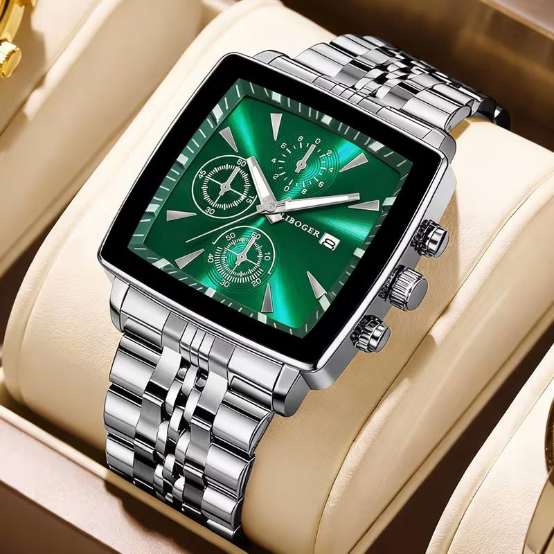 Xiaomi Luxury Square Dial Men Quartz Wristwatch Fashion Stainless Steel Man Business Watches With Calendar Reloj Hombre (Without Box)