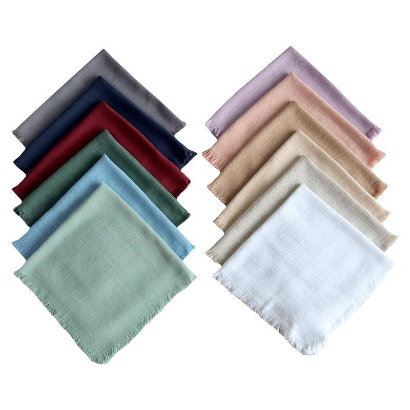 Customized Simple Solid Wedding Fringed Lace Napkin Tassel Edge High Quality Dinner Wedding Party Napkins Linen Customized