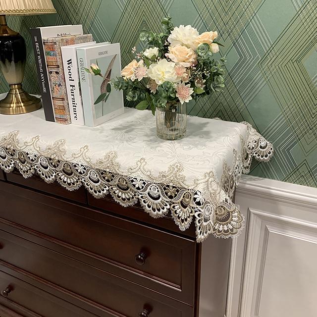 Table Cloth Rectangle Europe Coffee Embroidered Lace Tv Cabinet Shopbox Table Cover Tablecloth Fabric Long Strip Dust Cover