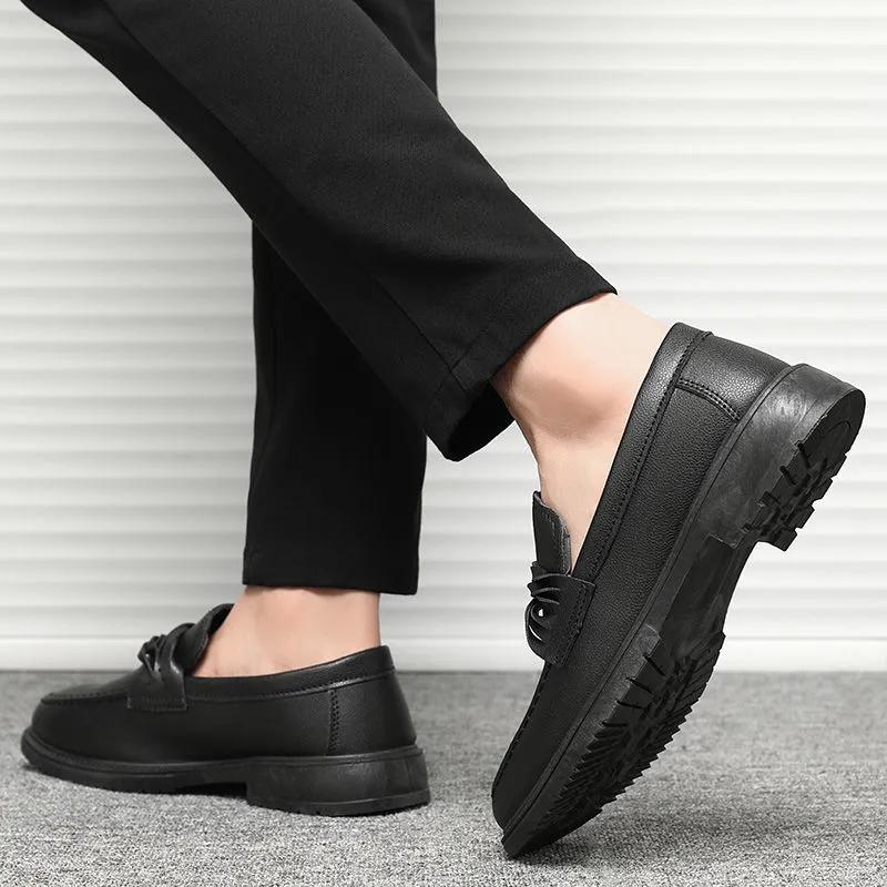 Runde Zehenpartie Low-Top Herren Freizeitschuh Slipper Erwachsene Hochwertiges Schuhwerk Angebot Verkauf Übliche Größe 45 PU Herren Lederschuhe