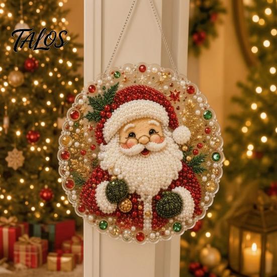 Home Art Activity Set Christmas Rhinestone Painting Kit, DIY Wreath Craft for Adults, Double Full Drill Accessory Sided Window Ornament, Acrylic