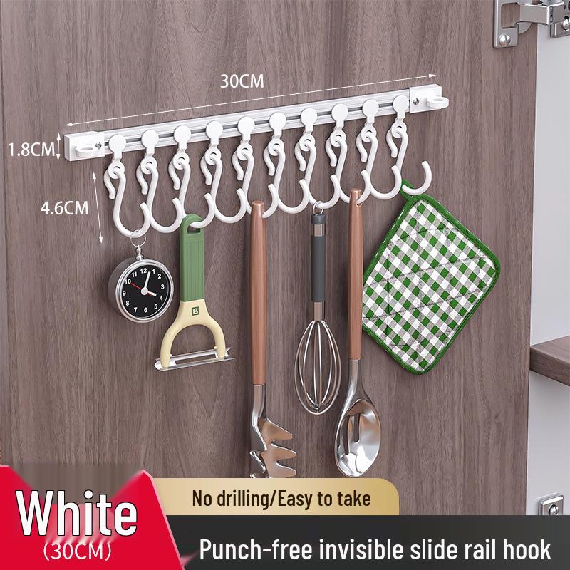 

Multifunctional Sliding Wall Mount Hook Rail for Kitchen 1 piece