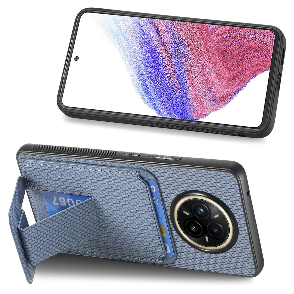 Pro Realme 14 Pro 5G Pouzdro Držák na karty Textura karbonových vláken Kůží potažený TPU Kryt na telefon
