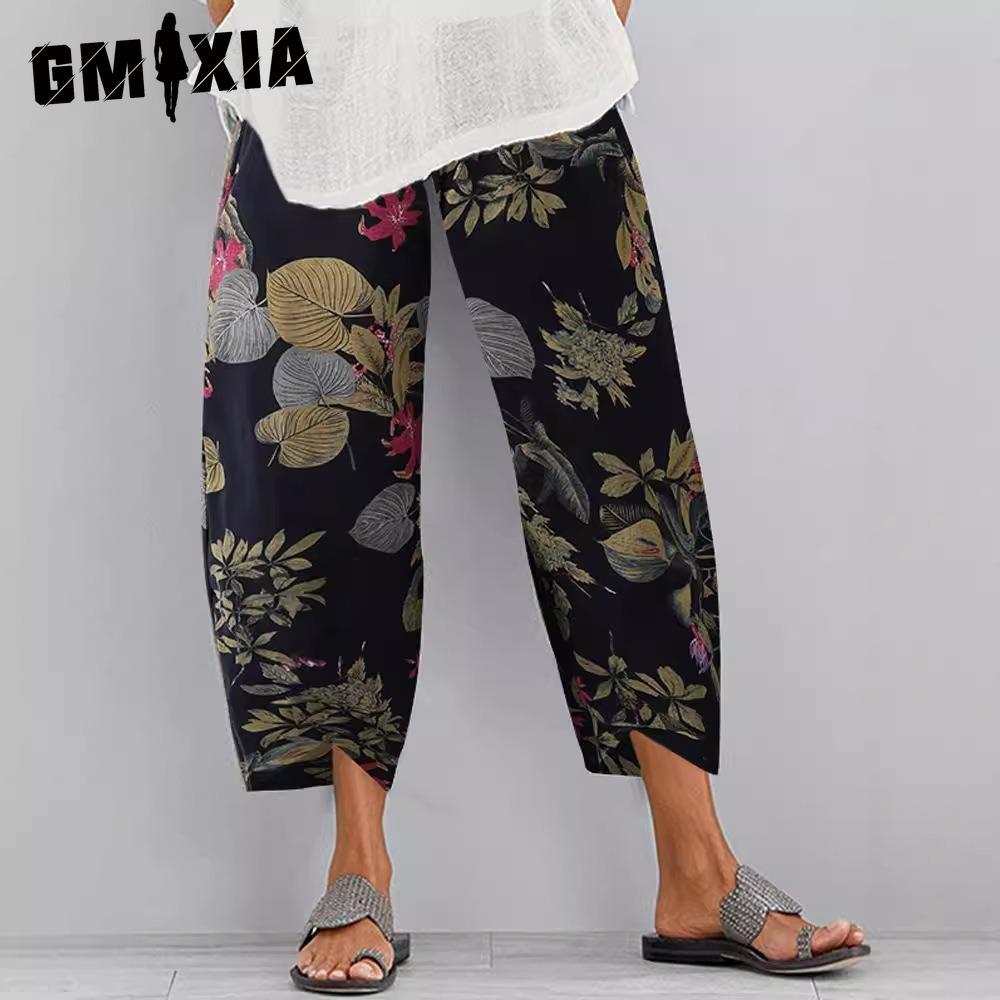 

GMXIA Женские модные повседневные брюки и капри с однотонным принтом XXXXXL синий