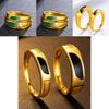 Elegant Geometric Design Brass Gold Plated Agate Ring Couple Fashion Jewelry