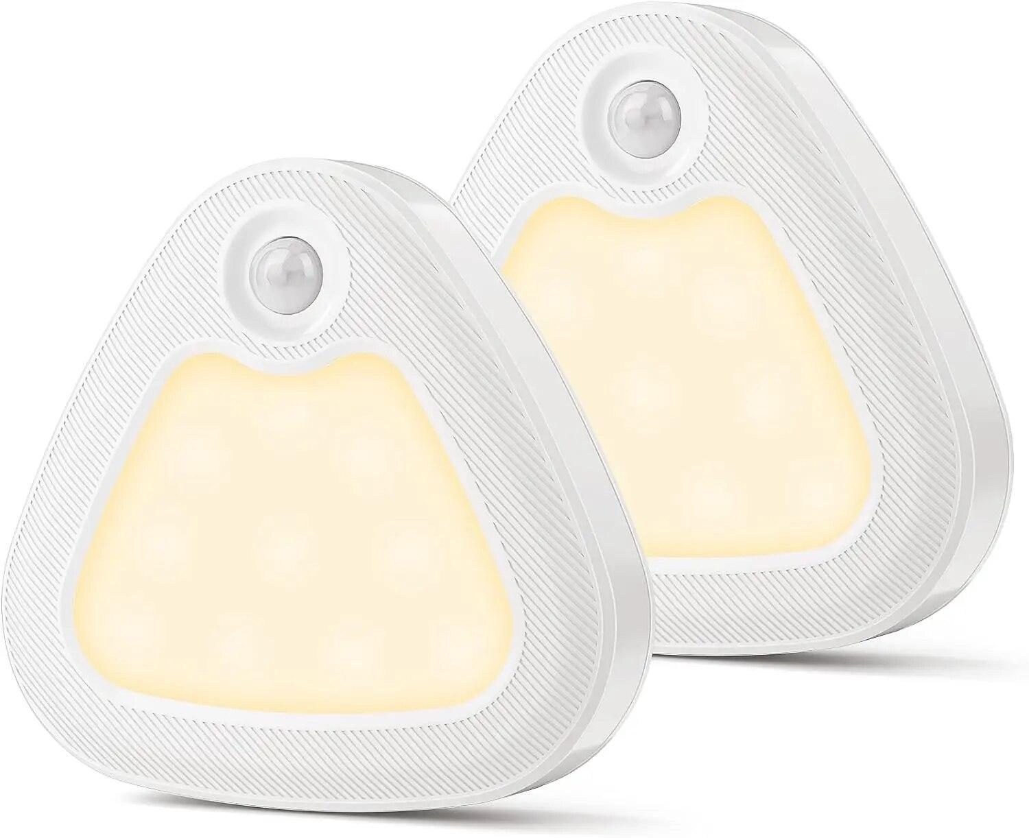 

Свет с датчиком движения, беспроводная лампа, беспроводные ночные огни, настенный треугольный светильник для шкафа, украшение для коридора, спальни, дома WHITE