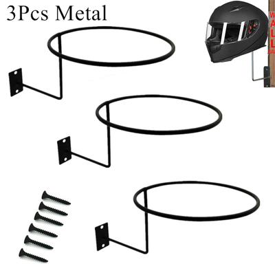 3x Wall Mount Motorcycle Helmet Storage Holder Hook Hat Cap Rack Hanger Display